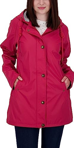 Ankerglut Damen Damen Friesennerz Regenmantel Regenjacke mit Kapuze Gefüttert Wasserdicht Wetterfest Windbreaker Übergangsjacke #Aheaven Regenjacke