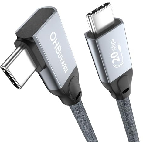OHBUYAGN USB C to USB C Cable, 20Gbps 100W Right Angle USB 3.2 Gen2x2 Cable Fast Charging, Support 5K/4K@60Hz, Compatible for iPhone 15/15Pro/Pro Max, Samsung Galaxy S23-S21, MacBook, iPad Pro 0.5M