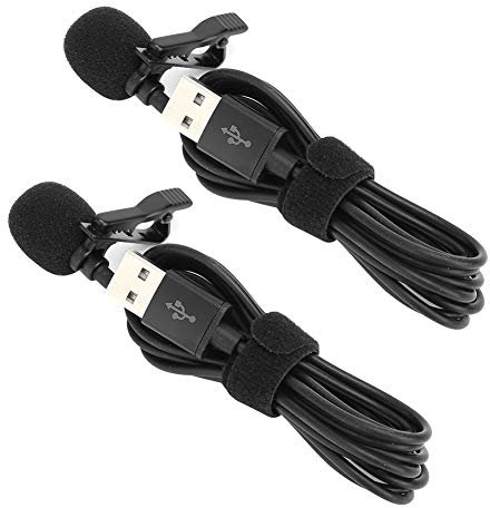 Mini Lavalier Microphone, 2pcs Mini USB Collar Clip-on Microphone for Interview/Recording/Speech, Omnidirectional Mini Condenser Microphone
