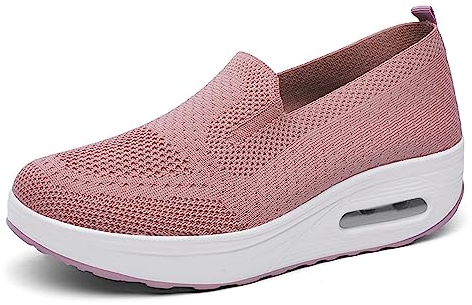 Zapatillas De Deporte Zapatos Respirado Ligero Malla Mujeres Deporte Running Zapatillas Sacudir Casual Zapatos Height-Increasing Sneaker Rosa, EU40 EU