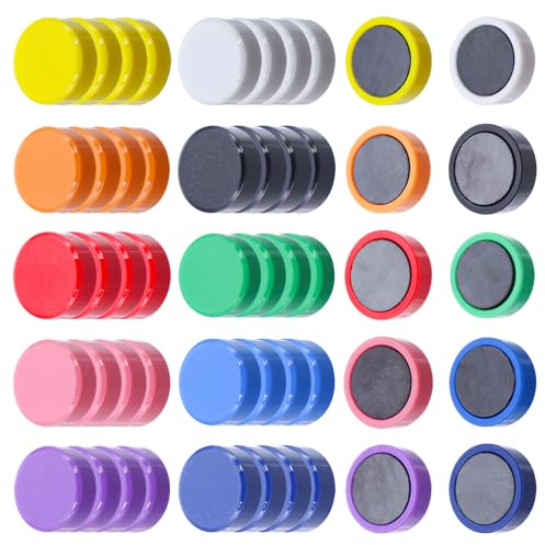 CONNECTION 50 Stück Magnete Bunt,Magnete für Magnettafel,Kühlschrankmagneten,Whiteboard Kleine Rund Dekorative Magneten Stark für Schließfach Foto Schule Magnetwand Pinnwand (10 Farben)