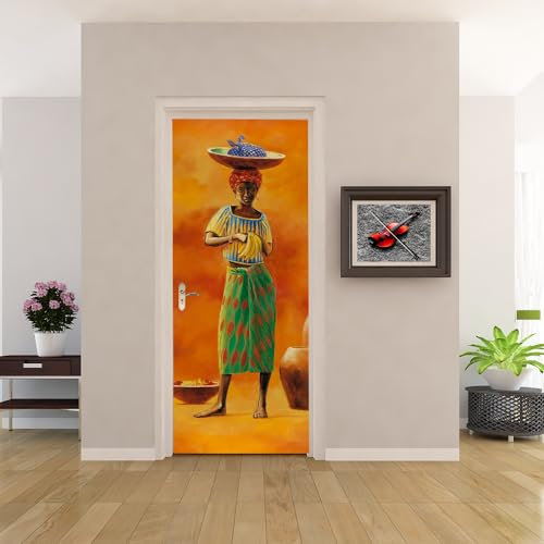 3D Türaufkleber Eindrücke von Afrika Türtapete Wandbild Selbstklebend PVC Wasserdicht Abnehmbar Türfolie TürPoster Fototapete Wohnzimmer Schlafzimmer küche bad büro Dekoration B90 x H200cm