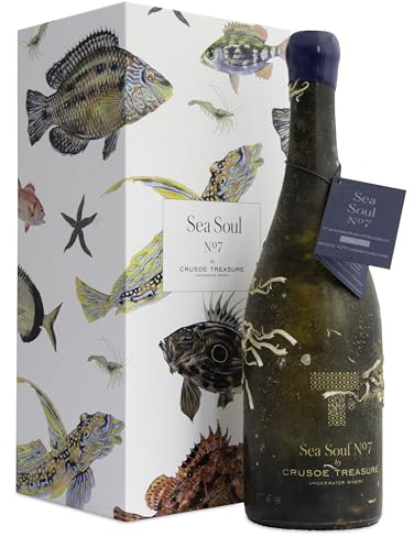 Crusoe Treasure Sea Soul No. 7 - Vin sous marin - Vin blanc - Coffret cadeau 1 bouteille de vin 750ml - Dégustation online gratuite