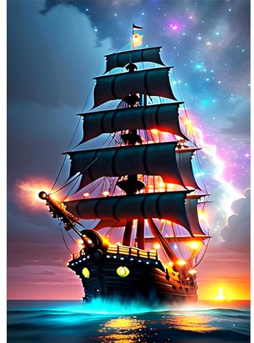 AIRDEA Piratenschiff Diamond Painting Set für Erwachsene, Diamond Painting Kits, 5D Diamant Malerei Set, DIY Diamantmalerei Basteln Bilder Arts als Geschenk für Home Wand Décor 30x40cm