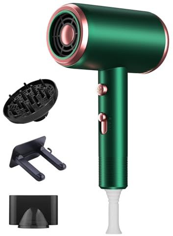 Bizcasa Sèche-cheveux Ionique 1800W,AC Moteur Sèche-Cheveux de Salon avec Bouton Chaud/Froid,3Réglages de Température,Hair Dryer avec Diffuseur et Buse de Coiffage,Super Silencieux