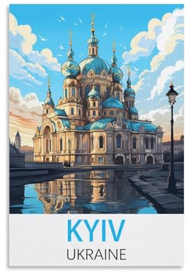 HSAYYIII Kyiv Ukraine Vintage-Reiseposter, 20 x 30 cm, Leinwand-Kunst-Poster und Wandkunst, Bilddruck, Schlafzimmer-Dekor