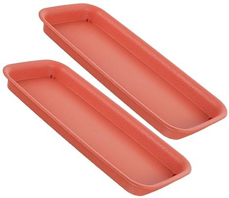 Yardenfun Rectangular Plant Saucer Water Tray for Indoor Pots, Leak-proof Planter Drainage Tray, 2pcs Brick Red Floor Protector for Flowerpots