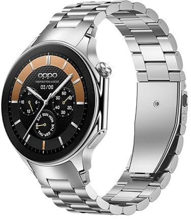 GIOPUEY Armband Kompatibel mit OnePlus Watch 3/2/2R, Rostfreier Stahl Armband [Verschleißfest] [Stilvoll] Ersatzarmband - Silver