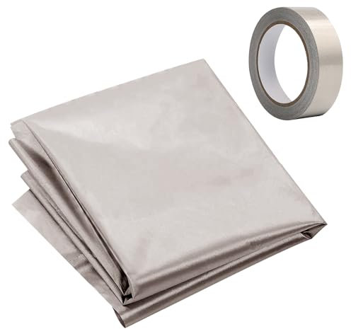 RF Faraday Fabric, Faraday Stoff Abschirmgewebe Schützt Signal Leitendes Gewebe, RFID-Strahlungsabschirmung, RF-Signalblockierendes Material (Leinwandbindung, 1m*1.1m, mit Abschirmband)