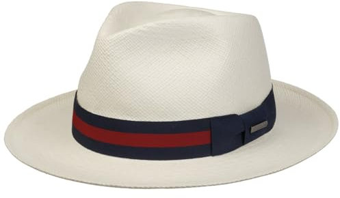 Stetson Fedora Panama Hut - Klassischer Schnitt - Sommerhut mit Garniturband - Handgefertigt in Ecuador - Unisex - Frühjahr/Sommer weiß S (54-55 cm)