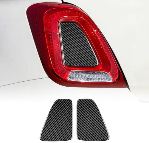 KUNGKIC Für Fiat 500 Abarth 595/695/595C 2017 2018 2019 2020 2021 2022 2023 Auto-Rücklicht-Mittelaufkleber Rahmen Dekorative Kohlefaser Aufkleber Innenbereich Zubehör Geschenk (Schwarz)