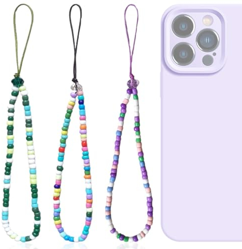 EAVUYIS Cadena Universal para Teléfono Móvil, 3pcs Cordón de Teléfono, Colgantes de Mano para Móvil con Cuentas Correa,para Teléfono Celular para Niñas Mujeres