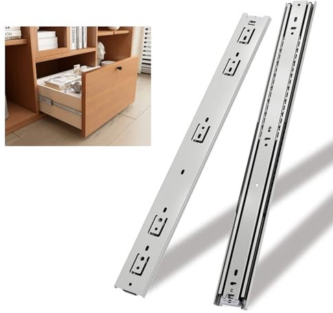 NECILO Schwerlast Schubladenschienen, 600mm, 62kg Ladekapazität Schubladenauszüge, Vollauszug mit Kugellager, Seitenmontage schubladenführungen, 1 Paar