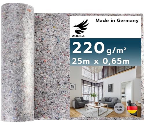 AQUILA Profi Malervlies schmal 25m x 0,65m, 220 g/m², Kein Durchsickern, hochwertiges Abdeckvlies zum Streichen, Schutz für Böden & Möbel, rutsch- & reißfest, Made in Germany