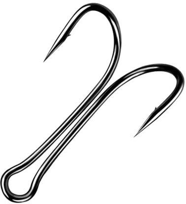 Doppelte Angelhaken, 50 Stück Fishing Treble Hooks, Ersatz Angelhaken mit Scharfem Widerhaken und Offenem Schaft für Salzwasser Süßwasser