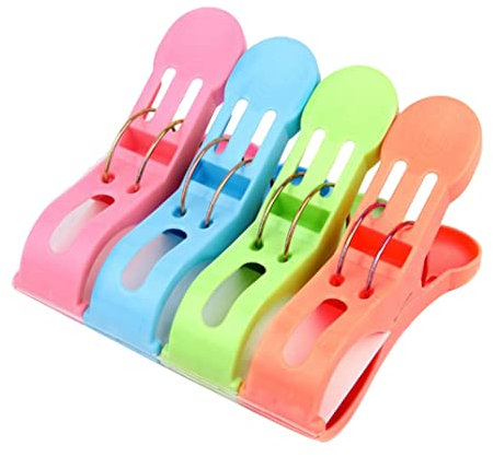 Strandtuchstifte Wäscherei Kleidung Stifttuchklammern Anti-Schlupf-Plastikgriffe 4pcs zufällige Farbe