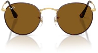 Ray-Ban Rb3447 Runde Sonnenbrille aus Metall, Matte Havana auf mattem Gold/Braun, 53 mm