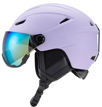F Fityle Casque de Ski Casque de Sport de Neige Violet Lunettes de Protection réglables Résistance aux Chocs Confortable Casque de Ski de Neige pour Filles, 59 à 61 Cm