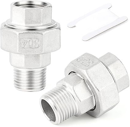 TAISHER 2 pièces 304 Stainless Steel Union,1BSP Male x 1BSP Female Cast Pipe Fitting
