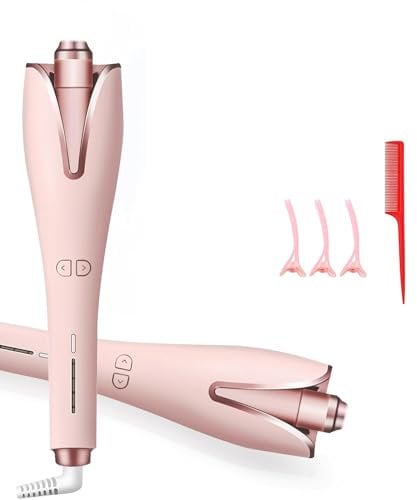 Anluomafuy Rizador de Pelo Automático, Rizador Pelo de Iones Negativos, Portátil Tenacillas Pelo con 4 Temperaturas Ajustables, Barril de Cerámica de Calentamiento Rápido, Para Cabello Medio y Largo