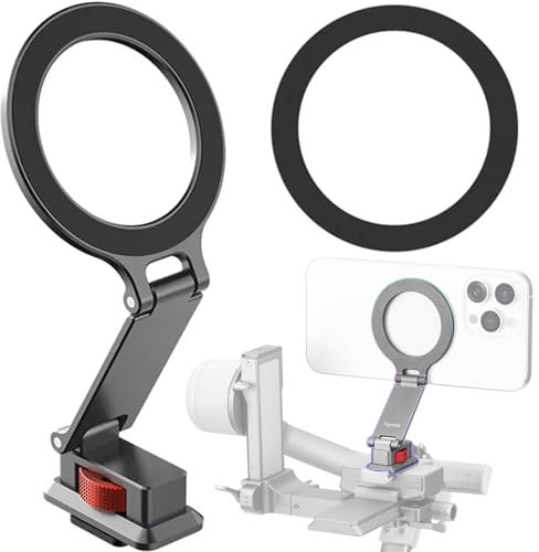 Honbobo Support de téléphone pour DJI RS 4 Mini, support de téléphone magnétique pliable avec trou de vis 1/4 pour iPhone/Android/Samsung (griffe Arca)