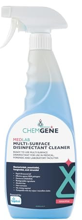 CHEMGENE Medlab Antibacterial Spray (750ml - Eucalyptus) - Deep Cleaning Anti Bacterial & Anti Fungal Disinfectant Spray That Works To Prevent Mould - Alcohol Free Cleansing Spray - 100% Recyclable