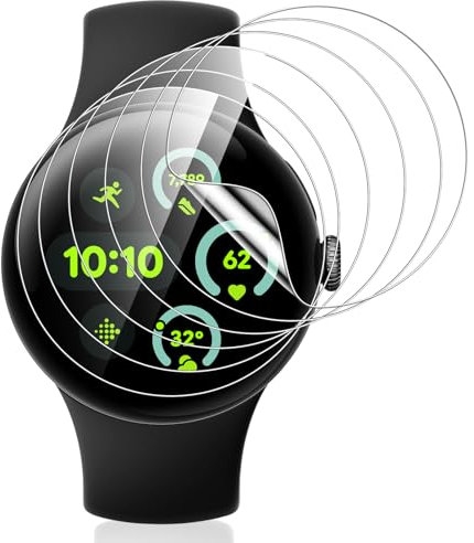 Vauki 6 Pièces Protection Écran pour Google Pixel Watch 3 (2024) 45mm Verre Trempé,Anti-Rayures HD Transparent Sans Bulles Silicone Ultra-Mince TPU Souple Film Protecteur Installation Facile