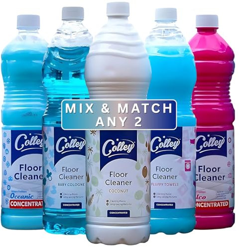 Colley Concentrated Multi-Surface Floor Cleaner Mix & Match Any 2 Powerful Clean Hard & Laminate Floors Long Lasting Refreshing Scent Fragrance – Oceanic, Talco, Baby Cologne, Coconut & Fluffy Towels
