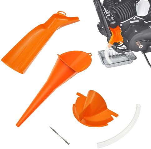 Kit de changement d'huile compatible avec Harley - Kit d'outils de changement d'huile pour moto avec outil de remplissage de carter, entonnoir de boîtier principal (Orange)