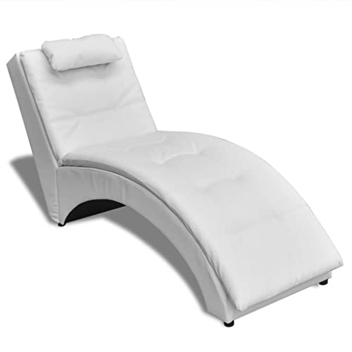 Teenpull Chaiselongue, Kunstleder Weiß, für Wohnzimmer & Schlafzimmer, Bequeme Relaxliege, stilvolles Möbelstück