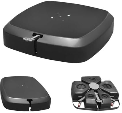 KOMFOTTEU Pied de Parasol avec roulettes, Support de Parasol, Charge de 100-150KG, Remplir avec d'eau et de Sable, Base pour Parasols, 89 x 89 x 20 cm, Noir, pour Jardin, Terrasse, Cour