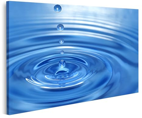 islandburner Prime Bild auf Leinwand Wassertropfen und Wellen im ruhigen blauen Wasser - Leinwand 80x40cm