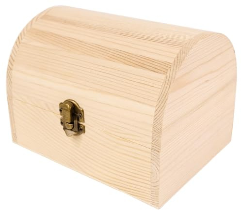 Lawnrden Truhe, unvollendete Holzkiste, tragbar, unbemalt, Holz, Schatz-Schmuck-Vitrine für Kunst, Hobby, Party, Gastgeschenke, DIY, 16 x 12, 2 x 11, 4 cm