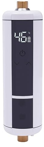 3,5KW Elektro Durchlauferhitzer, Instant Gasdusche für Campingdusche Pferdedusche, Tankless Warmwasserbereiter, druckfest, stufenlos einstellbar, 30-52℃[Energieklasse A]