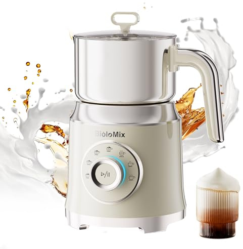 Biolomix Milchaufschäumer 7 in 1 Elektrischer Milchaufschäumer 600W Motor | 800ml Großes Fassungsvermögen, Einstellbare Temperatur Milchaufschäumer und Dampfgarer für Latte, Macchiat(BM201)