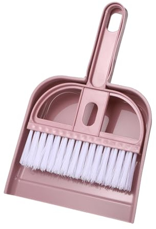 sourcing map Mini Dustpan and Brush Set, Small Broom and Dustpan Set for Home Office Tabletops Sofas Keyboards Cleaning, Pink