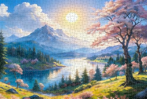 EASICUTI Puzzle 1000 Teile, Zugspitze Sonnenaufgang Berglandschaft, Schwieriges, Anspruchsvolles Puzzles für Erwachsene, Kreatives Geburtstagsgeschenk für Frauen und Männer
