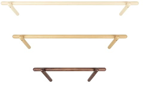 Natural Goods Berlin 1x ASKA Kleiderstange Garderobe Wand Holz - Walnuss Kleiderstange Klein Für Die Wand - Holzstange Für Kleidung, Klamotten Holzkleiderstange Wandmontage - Flur Gadarobe 110x16 cm