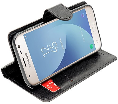 ebestStar - Coque Compatible avec Samsung J3 2017 Galaxy SM-J330F Etui PU Cuir Housse Portefeuille Porte-Cartes Support Stand, Noir [Appareil: 143.2 x 70.3 x 7.9mm, 5.0'']