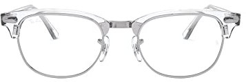 Ray-Ban Unisex RX5154 Clubmaster Square Prescription Eyewear Frames, White Transparent/Demo Lens, 51 mm