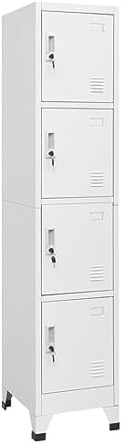 vidaXL Schließfachschrank mit 4 Fächern Lüftungsöffnungen Metallschrank Umkleideschrank Stahlschrank Schrank Spind 38x45x180cm Grau Stahl