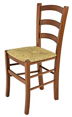 t m c s Tommychairs - Chaise Venice pour Cuisine, Bar et Salle à Manger, Robuste Structure en Bois de hêtre peindré en Couleur Noyer Clair et Assise en Paille