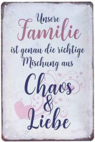 Schatzmix Blechschild Spruch Familie Mischung Chaos Liebe Metallschild Wanddeko 20x30 tin Sign