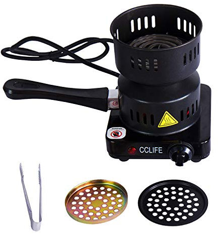 CCLIFE Hornillo eléctrico cachimba carbón Shisha Encendedor eléctrico cachimba shisha, Color:Negro