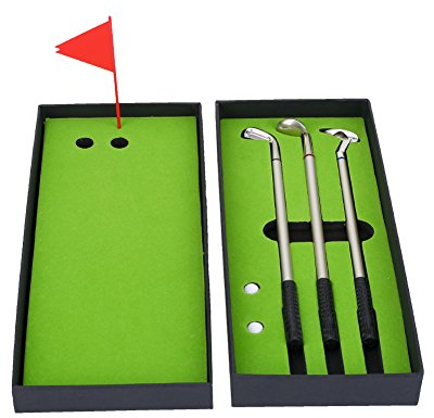 Golf Pen Golfbälle Set, Mini Desktop Golfball Stift Geschenk Golfstifte Set, Mini Golf Kugelschreiber und Flag Geschenkbox Schreibwaren Dekorationen für Golfer Fans Golf
