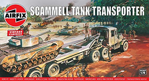 Airfix Vintage Classics Set - A02301V Scammel Tank Transporter - Plastic Model Tank Kits for Adults & Children 8+, Set Includes 107 Pieces, Sprues & Decals - 1:76 Scale Model Tank Set