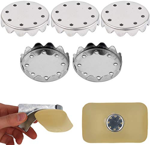 Placas de Reemplazo de Jabón para Jabonera Magnética, Paquete de 5, Acero Inoxidable S. S.302, Conveniente Imanes Libres de Óxido para Almacenamiento de Jabon Barra, Usable para Jabonera Magnética