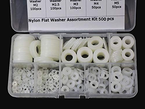 beihuazi® 500Stk Unterlegscheiben Kunststoff Beilagscheiben Nylon Distanzscheiben M2 M2.5 M3 M4 M5 M6 M8 M10 Scheiben für Heimwerker Motorrad Türen Modellbau