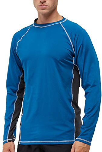 LBL Leading the Better Life Homme Protection Solaire UV (UPF) 50+ Rashguards léger pour Course Voyages Natation randonnée Bleu M
