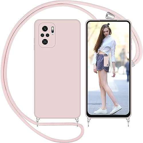 Nupcknn Funda Silicona con Cuerda para Xiaomi Redmi Note 10/10S 4G, Carcasa Suave Silicona Case con Correa Colgante Ajustable Collar Correa de Cuello Cadena Cordón